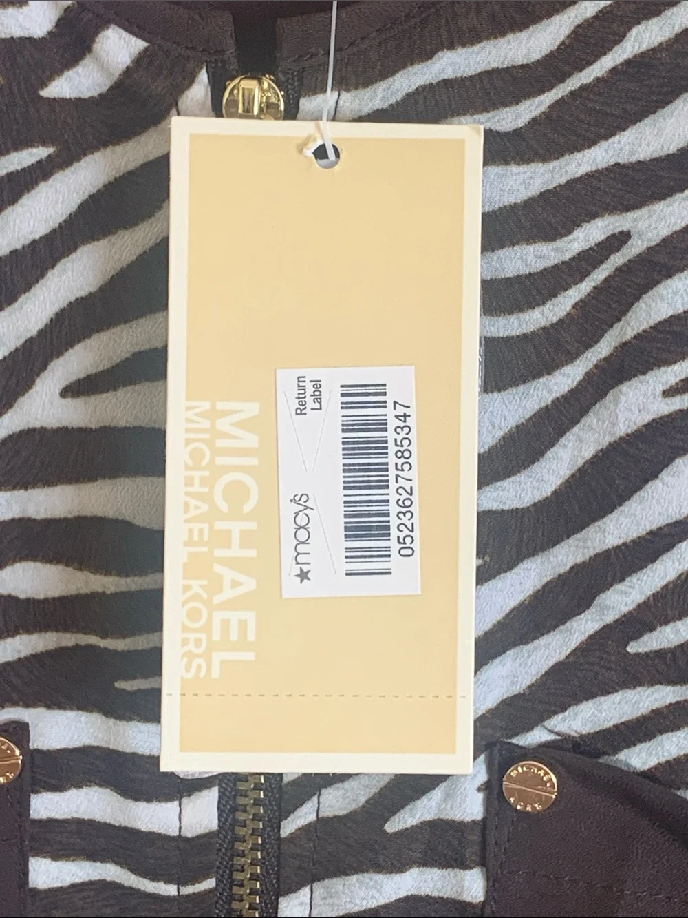 NWT Michael Kors Gold-Trim Zipper Jacket, Size M